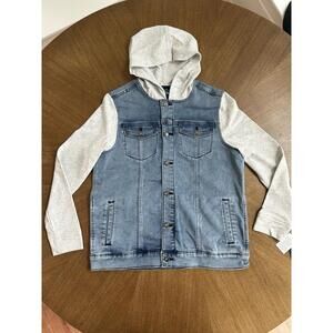 NEW Art Class Jean Trucker Jacket Long Sleeves Hoodie Kids L 10-12 Denim Snaps